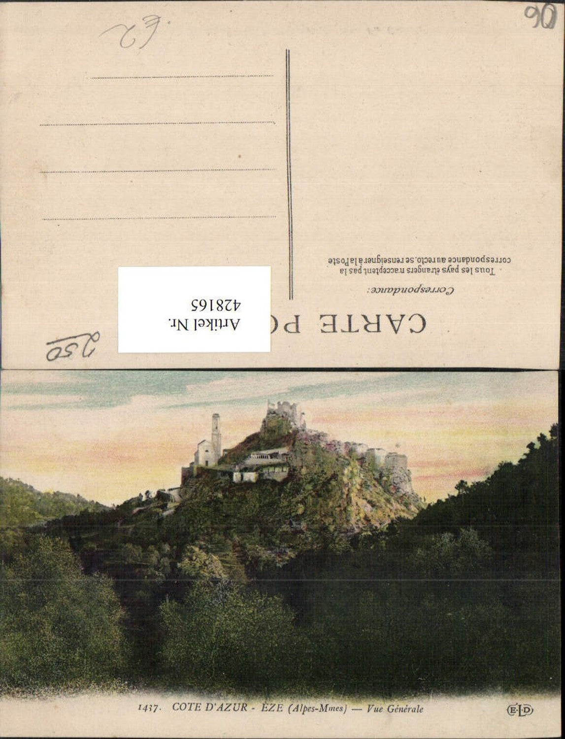 428165,Provence-Alpes-Cote-Azur Alpes Maritimes Eze Vue Generale Totale