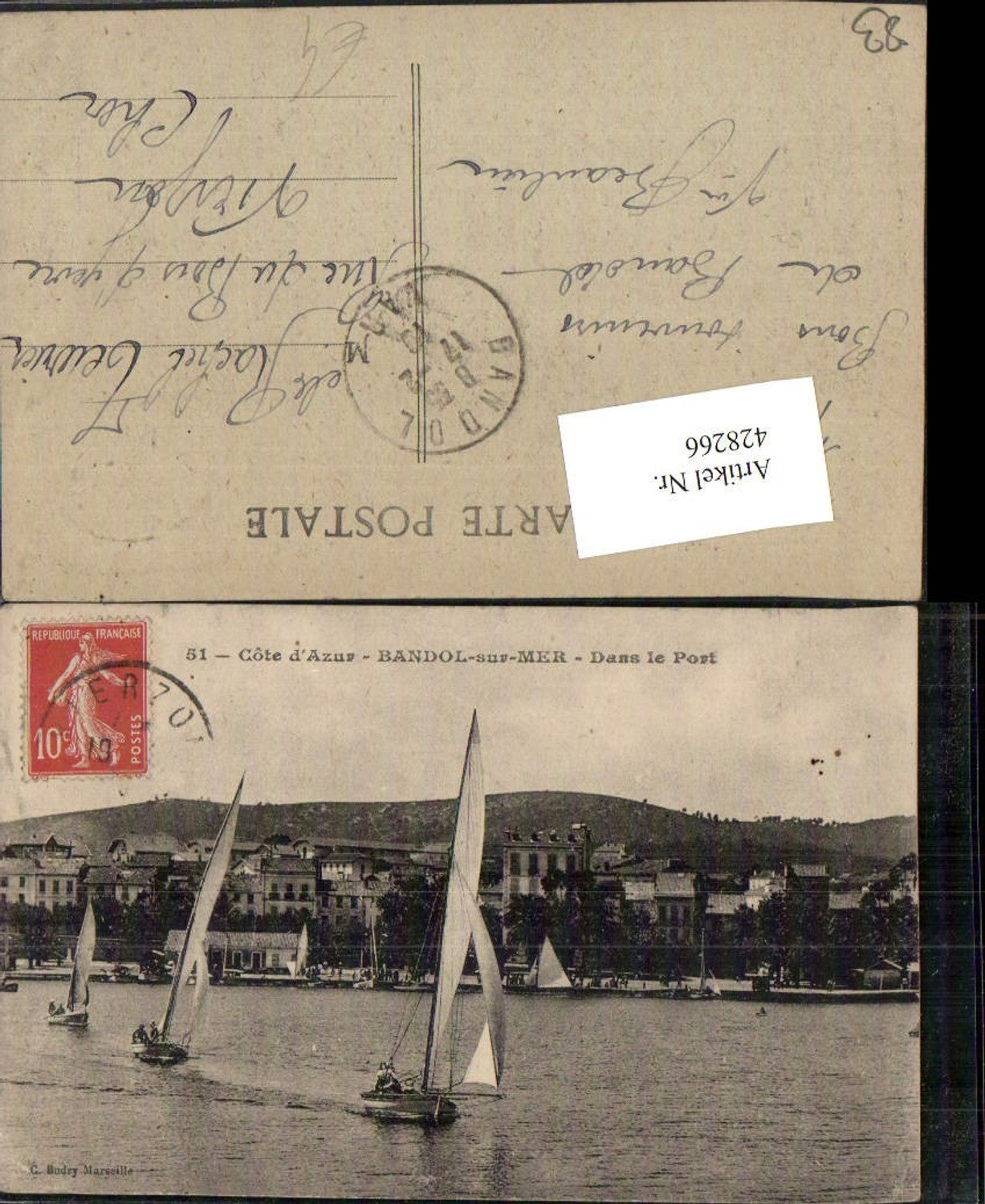 428266,Provence-Alpes-Cote-Azur Var Bandol-sur-Mer Dans le Port Teilansicht Segelboote