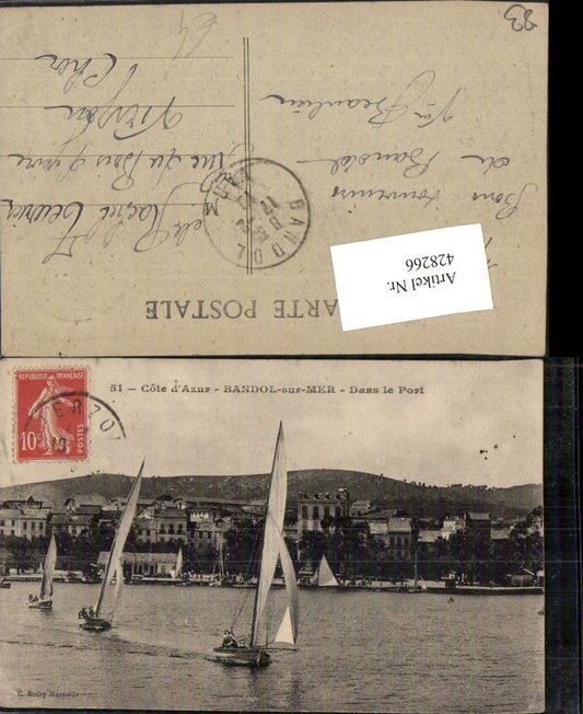 428266,Provence-Alpes-Cote-Azur Var Bandol-sur-Mer Dans le Port Teilansicht Segelboote