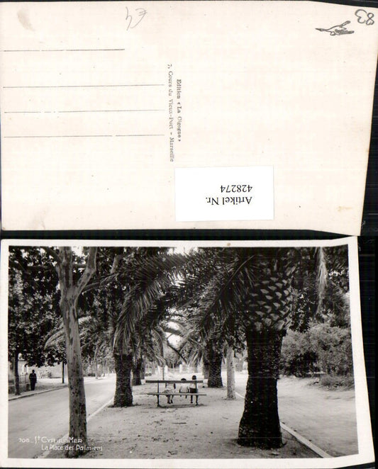 428274,Provence-Alpes-Cote-Azur Var St. Cyr-sur-Mer La Place des Palmiers Palmen