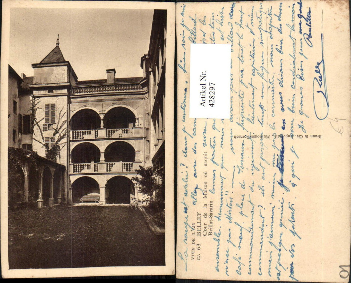 428297,Rhone-Alpes Ain Belley Cour de la Maison ou naquit Brillat-Savarin Hof Arkaden