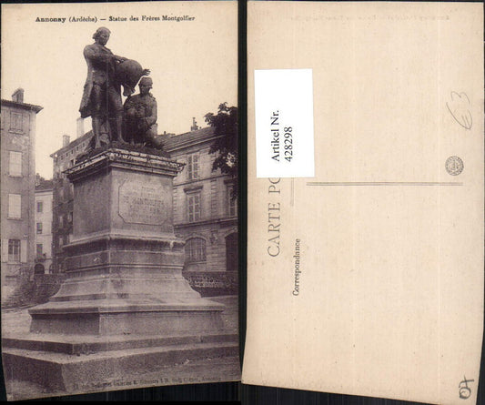 428298,Rhone-Alpes Ardeche Annonay Statue des Freres Montgolfier Denkmal