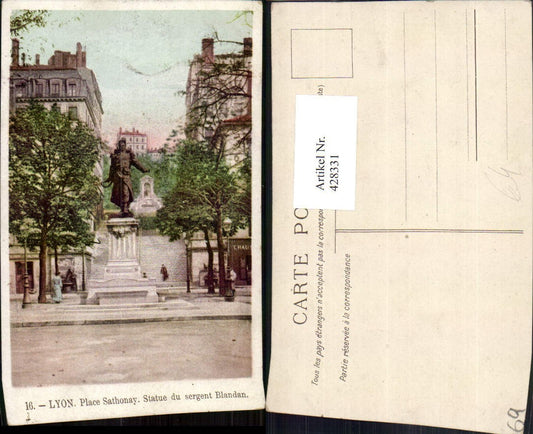 428331,Rhone-Alpes Rhone Lyon Place Sathonay Statue de sergent Blandan Denkmal