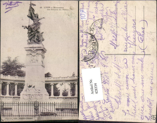 428334,Rhone-Alpes Rhone Lyon Monument des Enfants du Rhone Statue