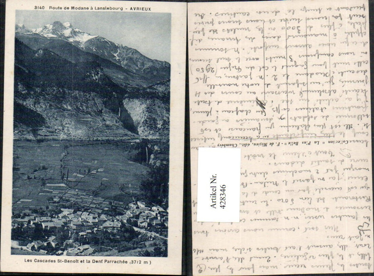 428346,Rhone-Alpes Savoie Avrieux Les Cascades St-Benolt et Dent Parrachee Totale Bergkulisse