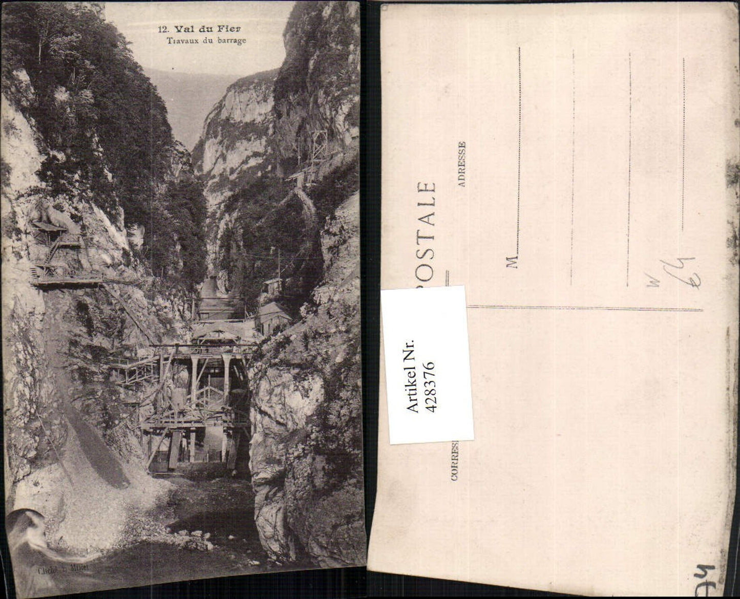 428376,Rhone-Alpes Haute-Savoie Val du Fier Travaux du barrage Staudamm Bau