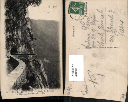 428382,Rhone-Alpes Haute-Savoie Vercors Route des Ecouges a Flanc-des-Rochers a pic Straße