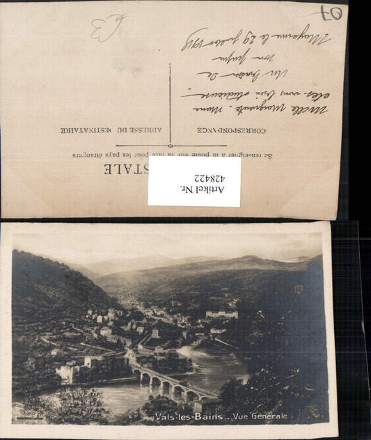 428422,Rhone-Alpes Ardeche Vals-les-Bains Vue Generale Totale Brücke