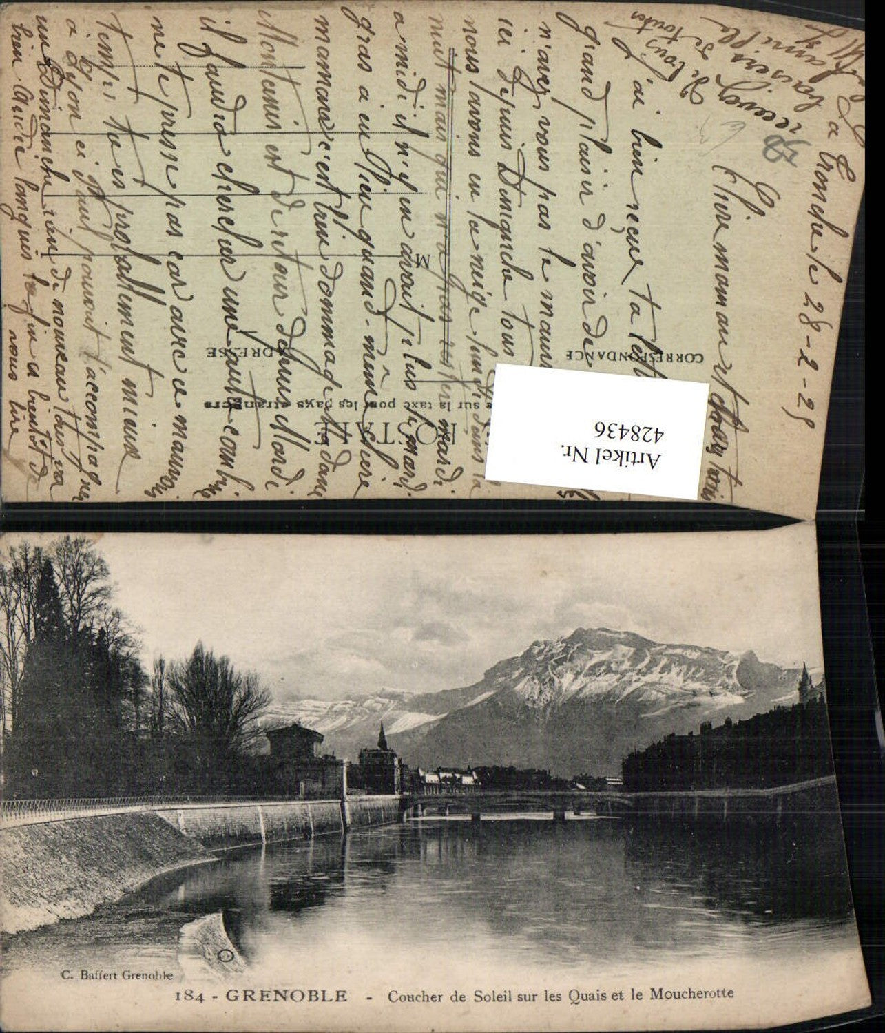 428436,Rhone-Alpes Isere Grenoble Coucher de Soleil sur les Quais et le Moucherotte Bergkulisse