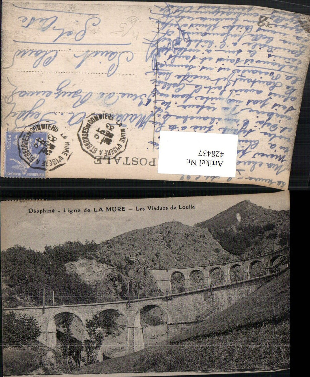 428437,Rhone-Alpes Isere Ligne de La Mure Les Viaducs de Loulla Viadukt Brücke