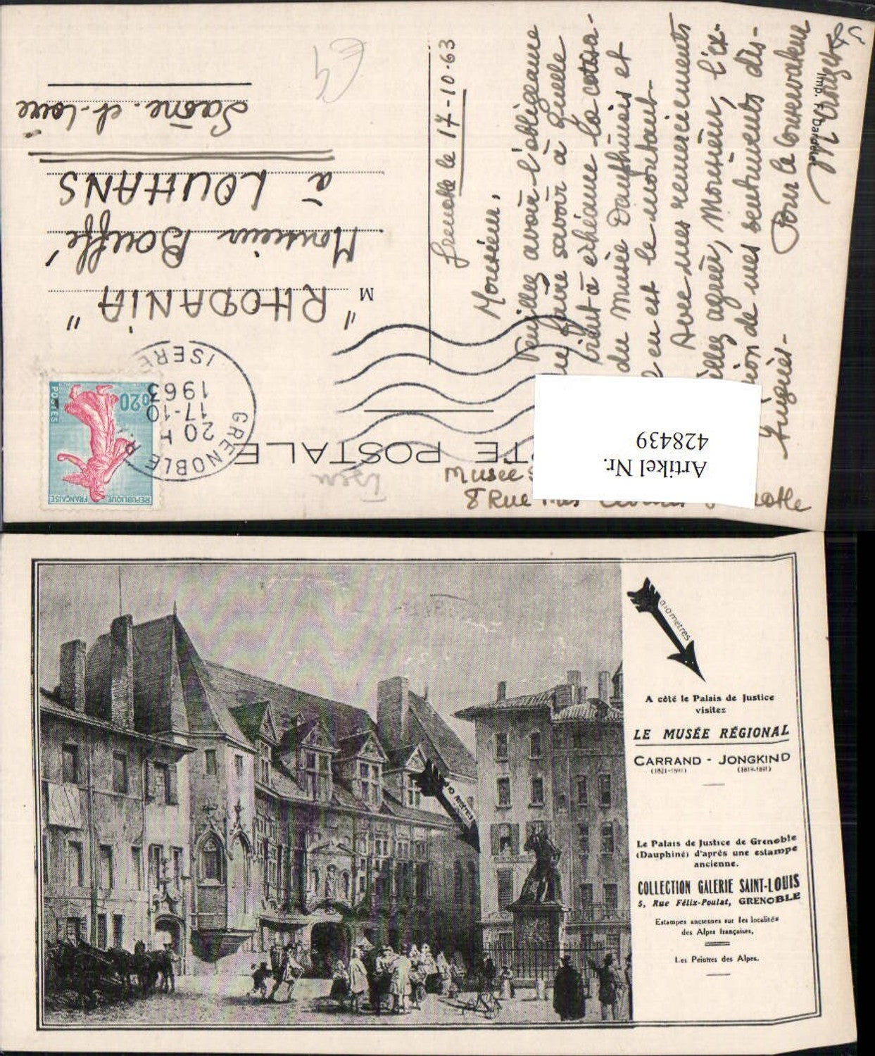 428439,Künstler AK Rhone-Alpes Isere Grenoble Le Palais de Justice Justizpalast