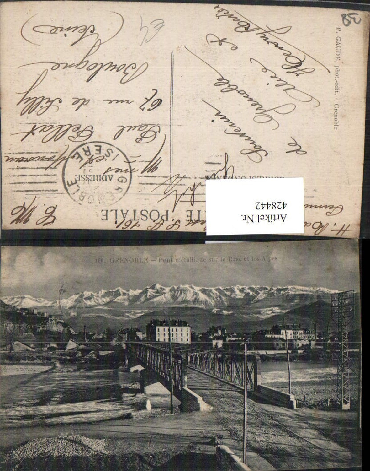 428442,Rhone-Alpes Isere Grenoble Pont sur le Drac Brücke Bergkulisse