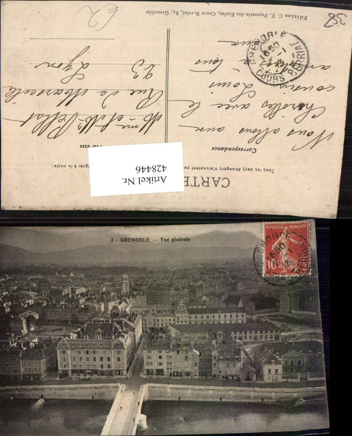 428446,Rhone-Alpes Isere Grenoble Vue generale Totale Brücke