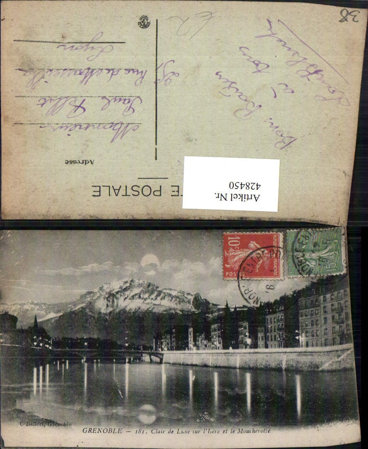 428450,Rhone-Alpes Isere Grenoble Clair de Lune et Moucherotte Fluss Bergkulisse