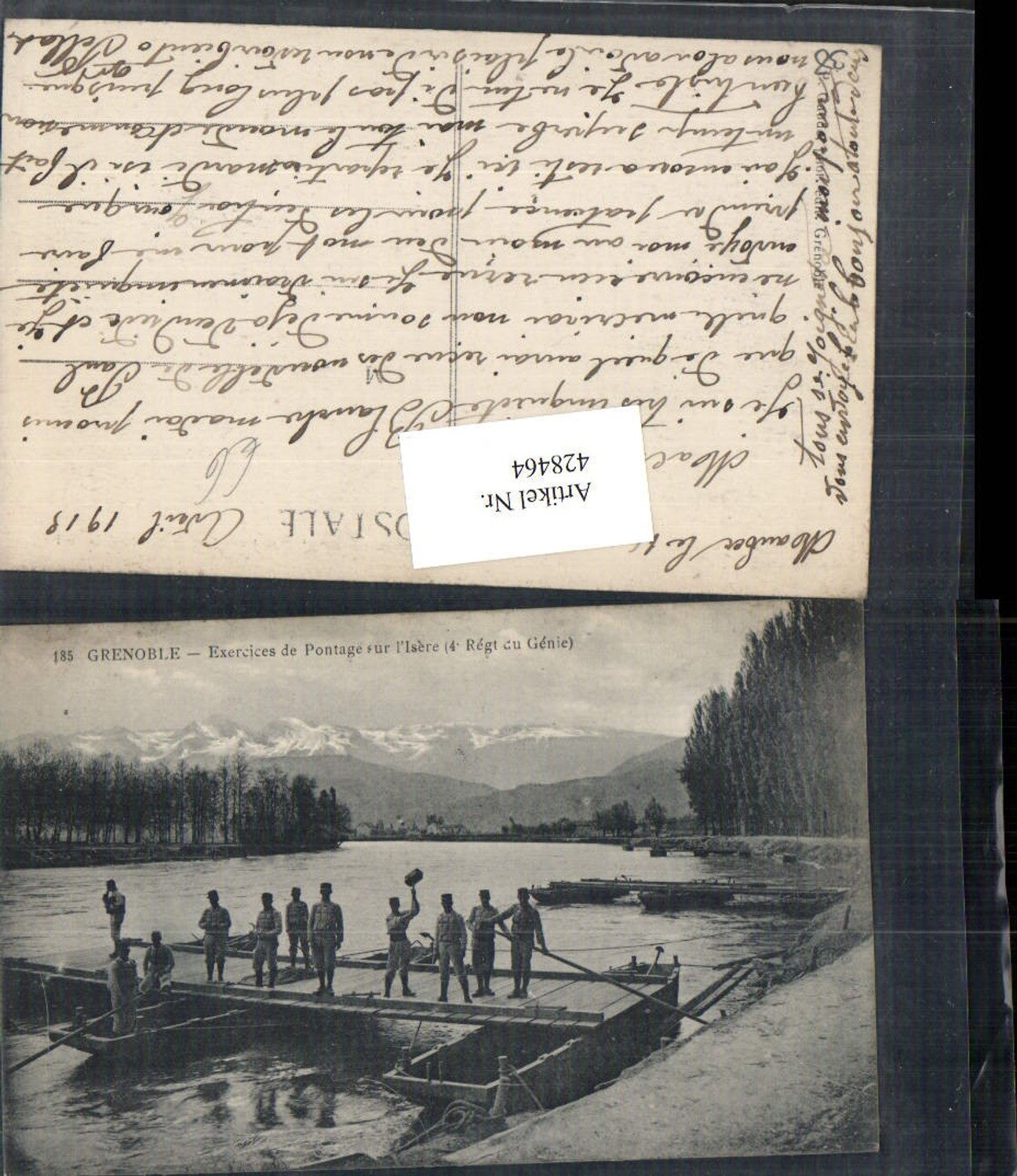 428464,Rhone-Alpes Isere Grenoble Exercies de Pontage sur l'Isere Soldaten Fluss