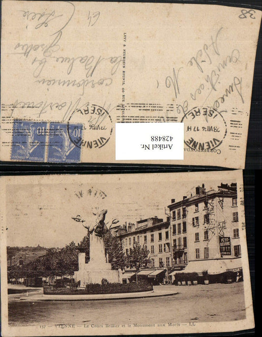 428488,Rhone-Alpes Isere Vienne Le Cours Brillier et le Monument aux Morts