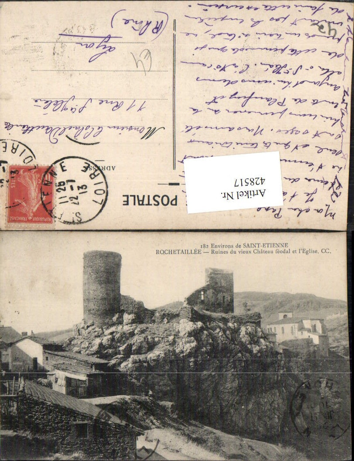 428517,Rhone-Alpes Loire Saint-Etienne Rochetaillee Ruines Chateau Schlossruine