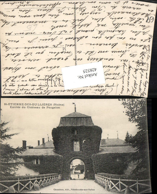 428525,Rhone-Alpes Rhone St-Etiene-de-Oullieres Entree du Chateau de Pougelon Schloss Eingang