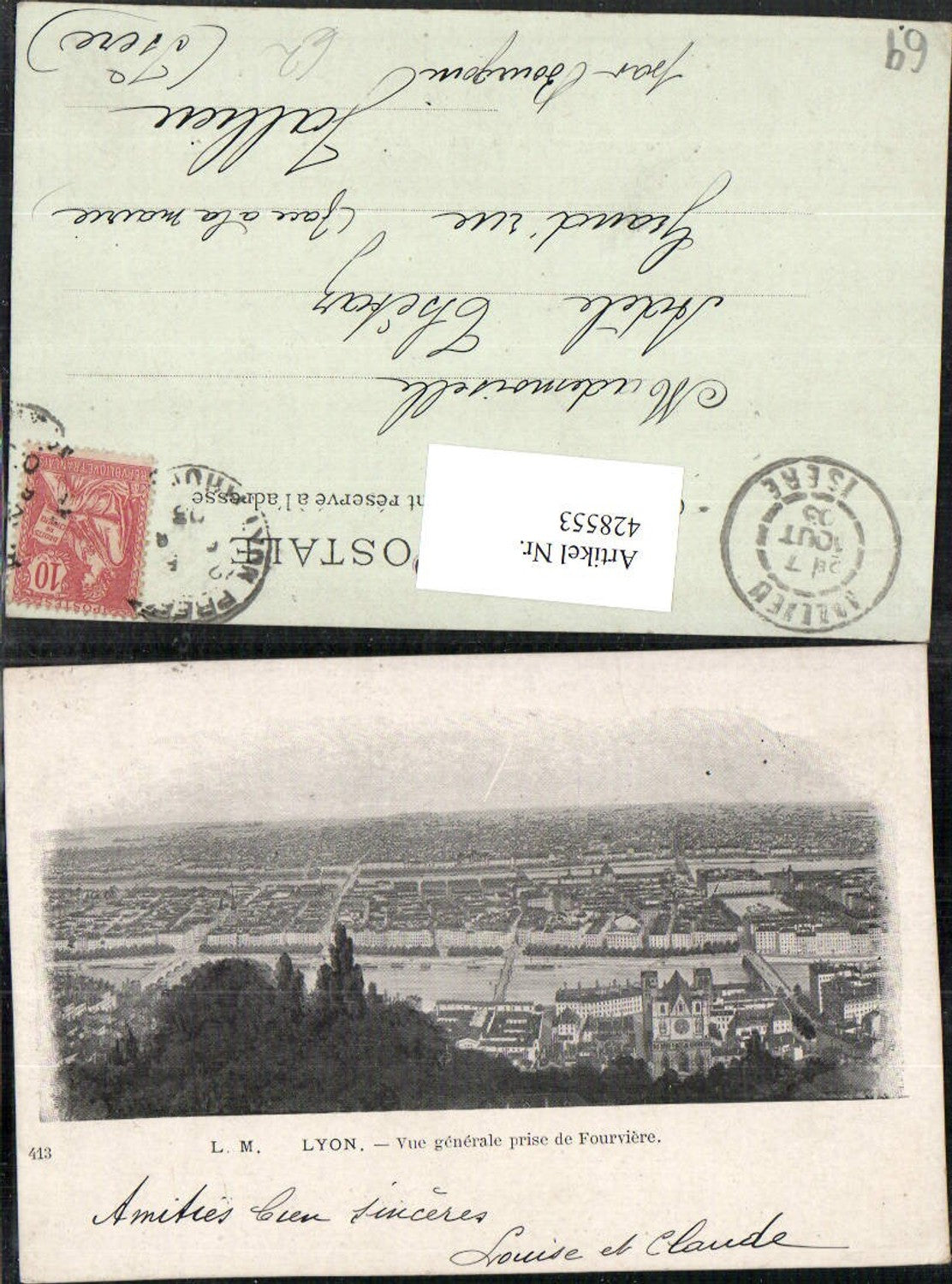 428553,Rhone-Alpes Rhone Lyon Vue generale prise de Fourviere Totale