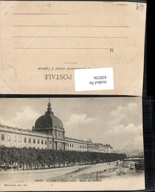 428556,Rhone-Alpes Rhone Lyon Quai du Rhone Hotel-Dieu Gebäude