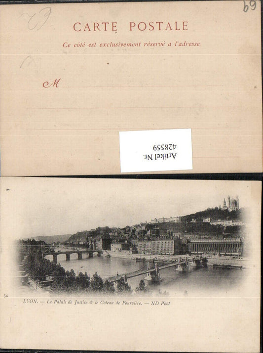 428559,Rhone-Alpes Rhone Lyon Le Palais de Justice le Coteau de Fourviere Teilansicht