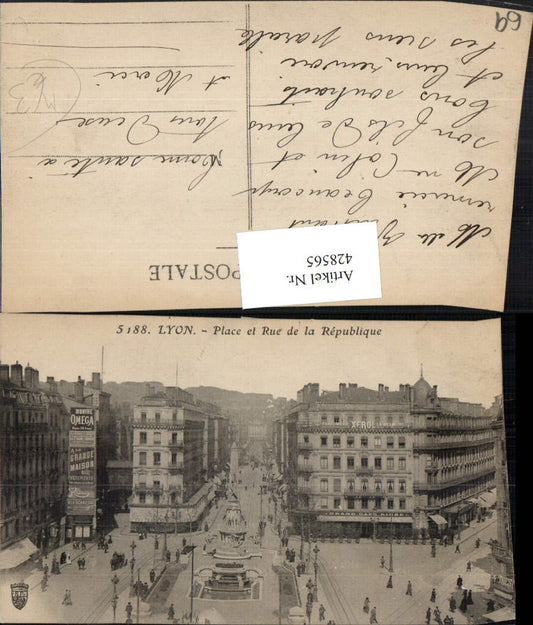 428565,Rhone-Alpes Rhone Lyon Place et Rue de la Republique Platz Obelisk