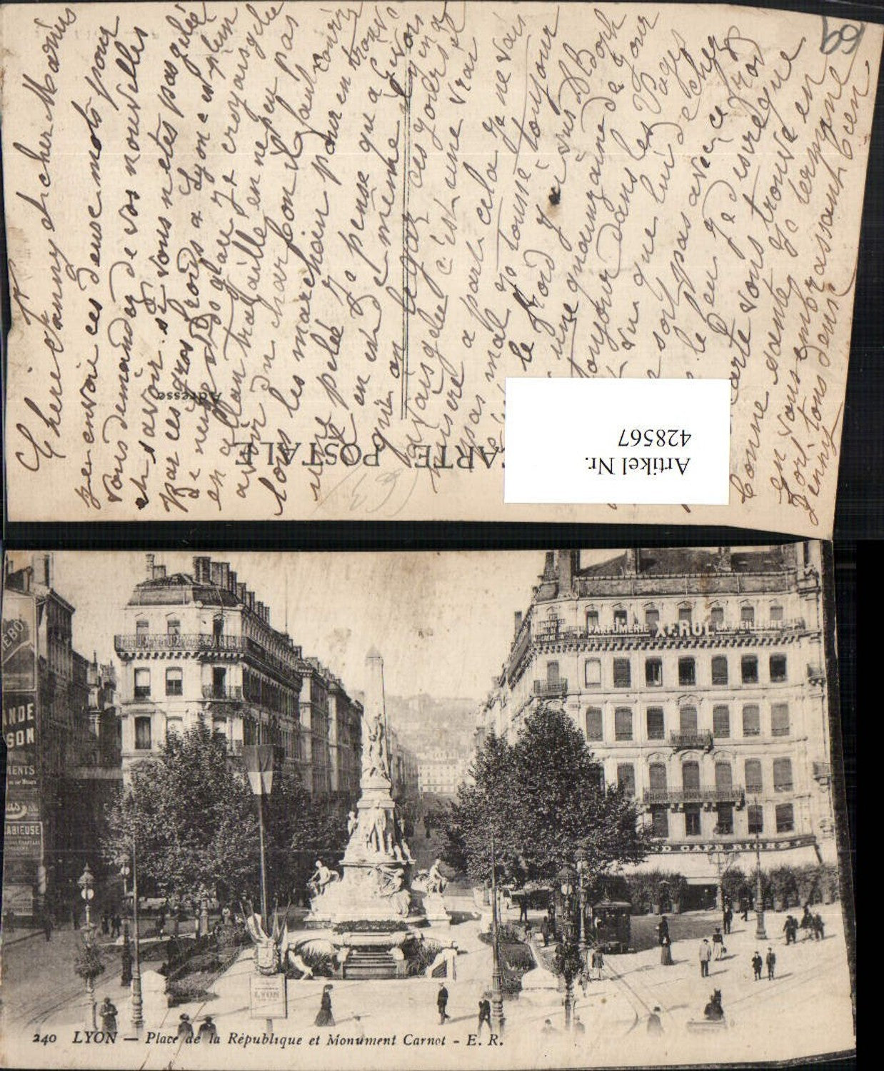 428567,Rhone-Alpes Rhone Lyon Place de la Republique et Monument Carnot Obelisk