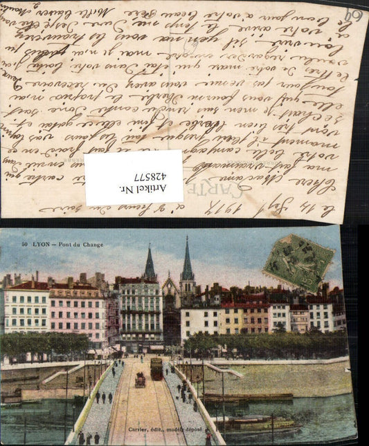 428577,Rhone-Alpes Rhone Lyon Pont du Change Teilansicht Brücke