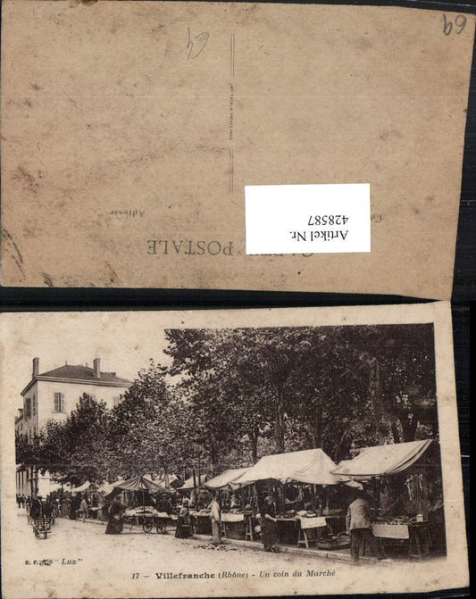 428587,Rhone-Alpes Rhone Villefranche Un coin du Marche Markt