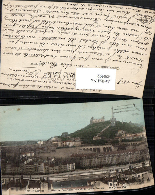 428592,Rhone-Alpes Rhone Lyon Colline de Fourviere vue de la Croix-Rousse Teilansicht