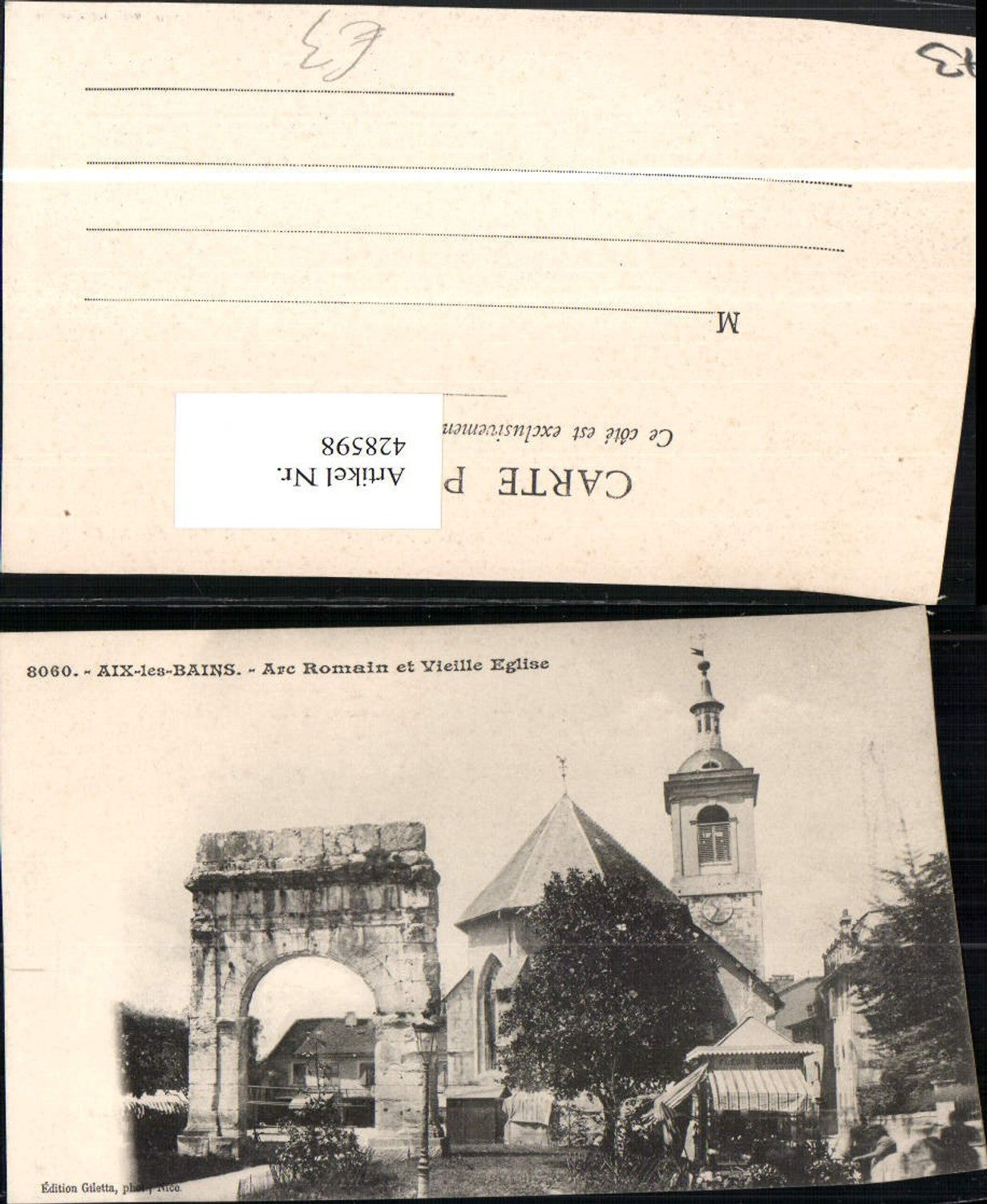 428598,Rhone-Alpes Savoie Aix-les-Bains Arc Romain et Vieille Eglise church
