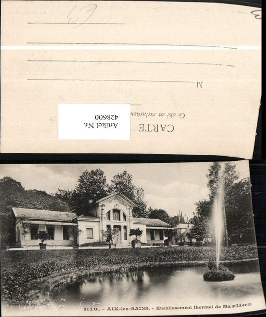 428600,Rhone-Alpes Savoie Aix-les-Bains Etablissement Thermal de Marlioz Fontäne