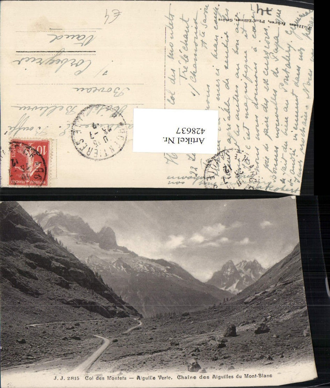 428637,Rhone-Alpes Haute-Savoie Col des Montets Aiguille Verte Bergkulisse