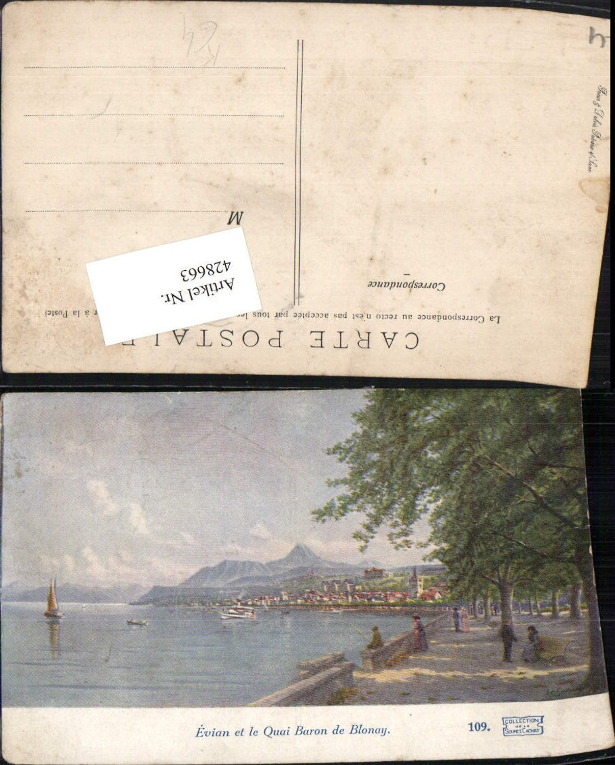 428663,Künstler AK Rhone-Alpes Haute-Savoie Evian et le Quai Baron de Blonay Teilansicht