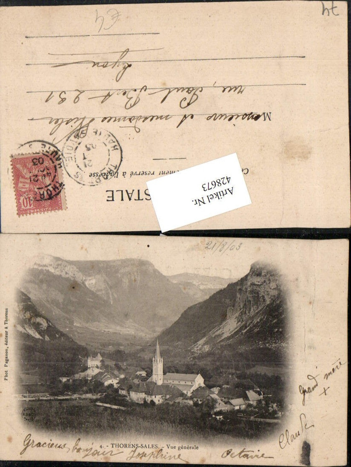 428673,Rhone-Alpes Haute-Savoie Thorens-Sales Vue generale Totale