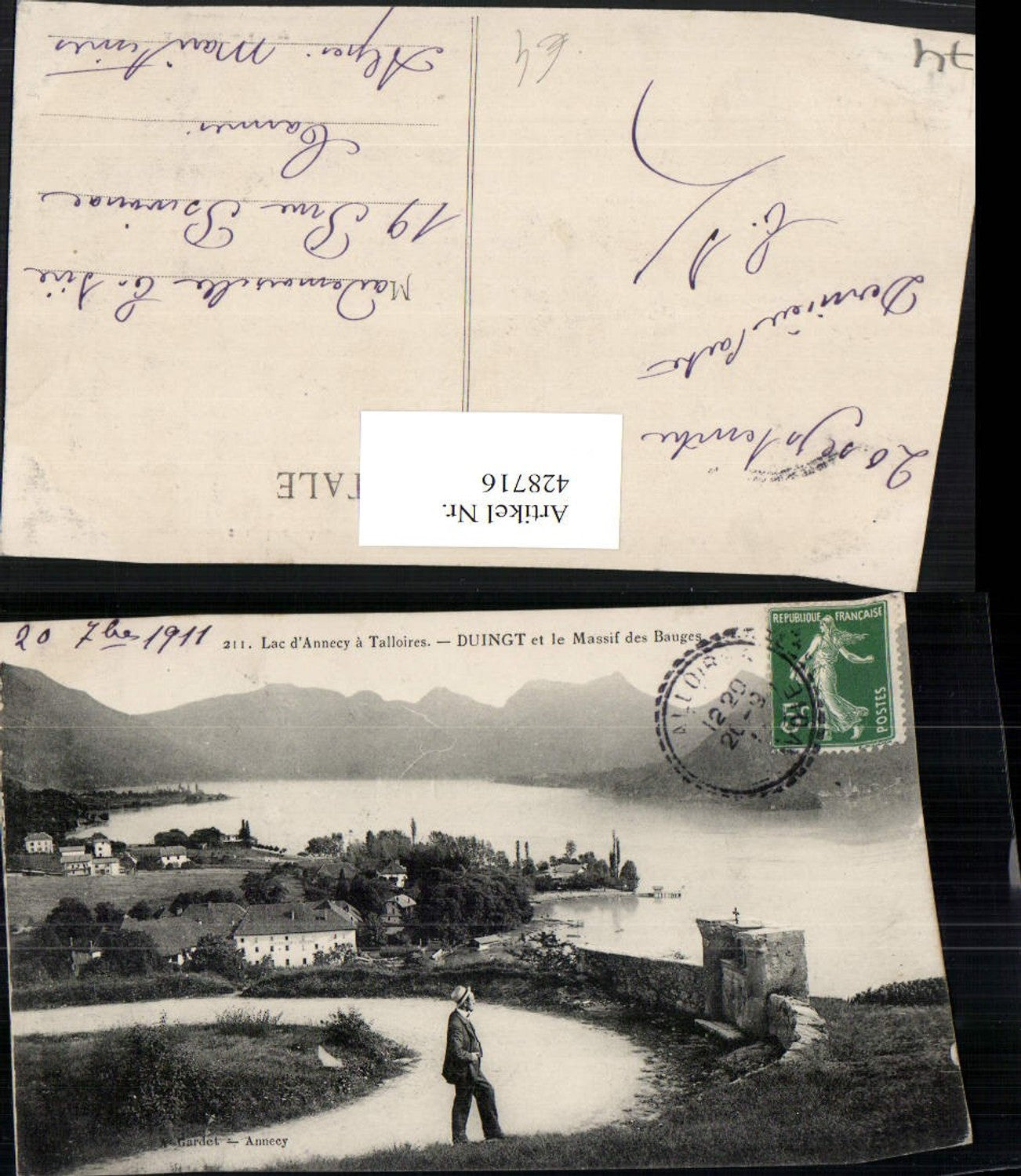 428716,Rhone-Alpes Haute-Savoie Lac d'Annecy a Talloires Duingt et le Massif des Bauges