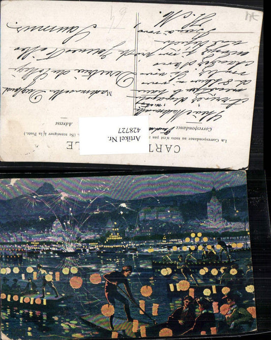 428727,Künstler AK Rhone-Alpes Haute-Savoie Evian-les-Bains Fete Venitienne Boote