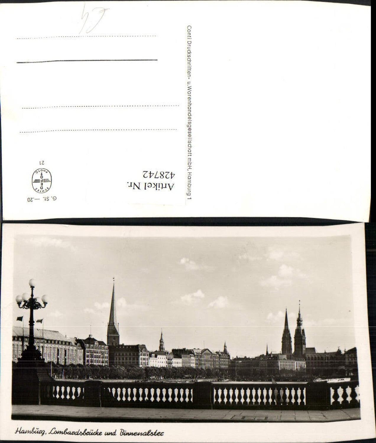 428742,Hamburg Lombardsbrücke u. Binnenalster Teilansicht