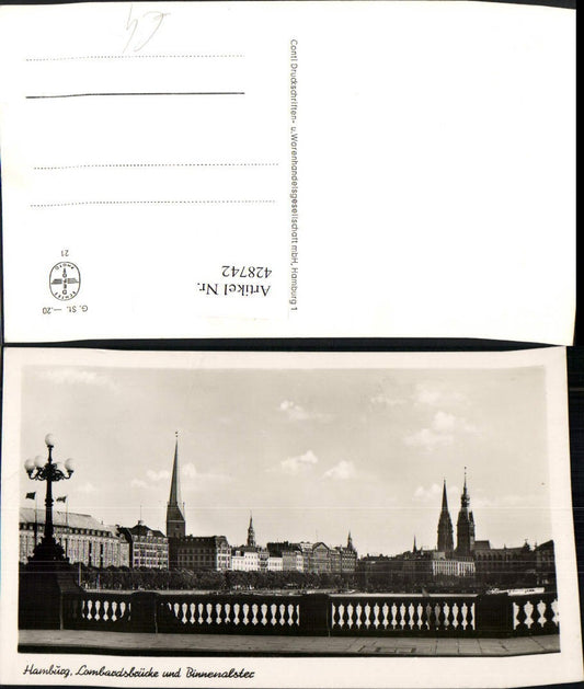 428742,Hamburg Lombardsbrücke u. Binnenalster Teilansicht