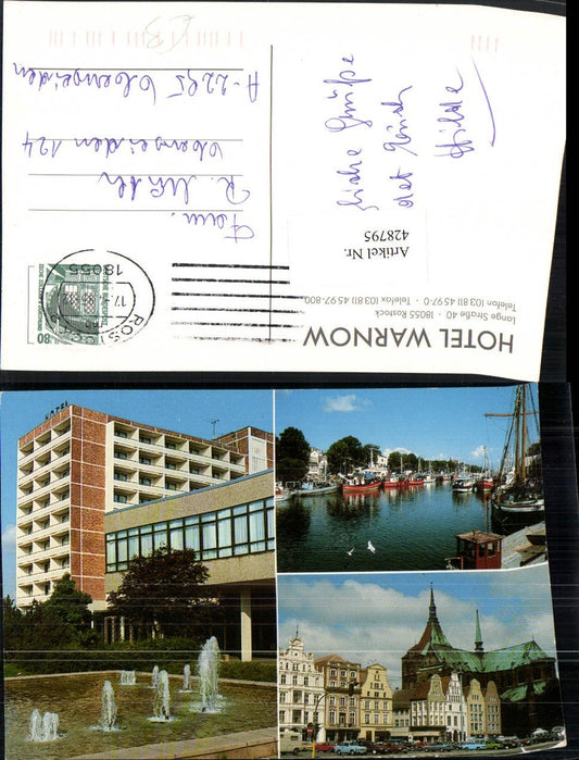 428795,Rostock Hotel Warnow Hafen Boote Kirche Mehrbildkarte