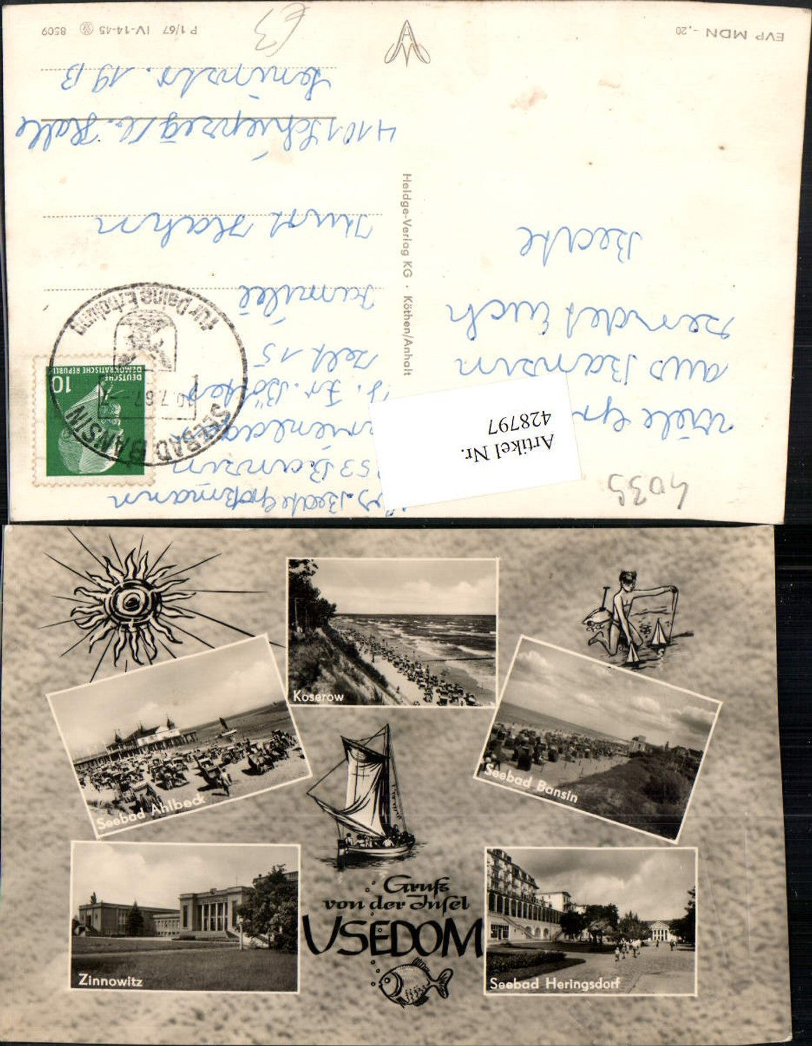 428797,Insel Usedom Koserow Ahlbeck Bansin Zinnowitz Heringsdorf Mehrbildkarte