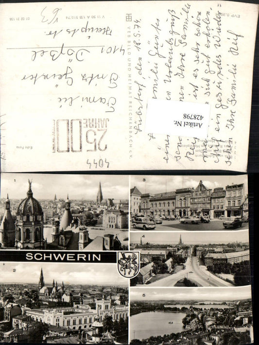 428798,Schwerin Totale Rathaus Marktplatz Mehrbildkarte pub VEB