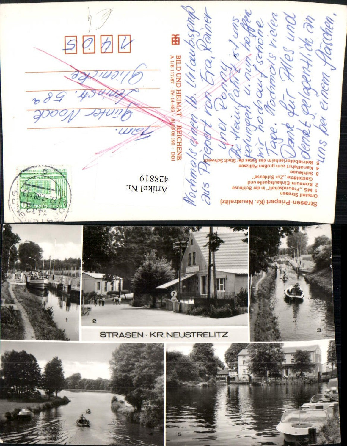 428819,Strasen-Priepert Gaststätte Schleuse Kanalfahrt Mehrbildkarte