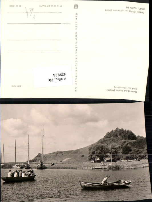 428826,Ostseebad Baabe auf Rügen Blick zur Moritzburg Boote pub VEB