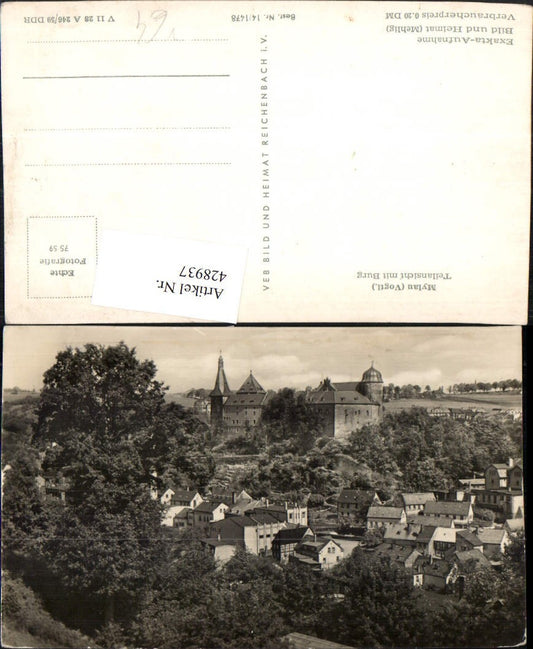 428937,Mylau Teilansicht m. Burg pub VEB