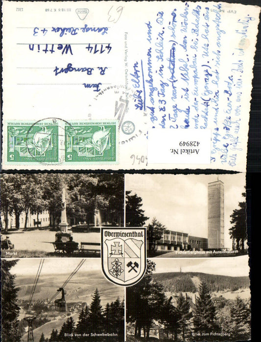 428949,Oberwiesenthal Totale Markt Aussichtsturm Seilbahn Mehrbildkarte
