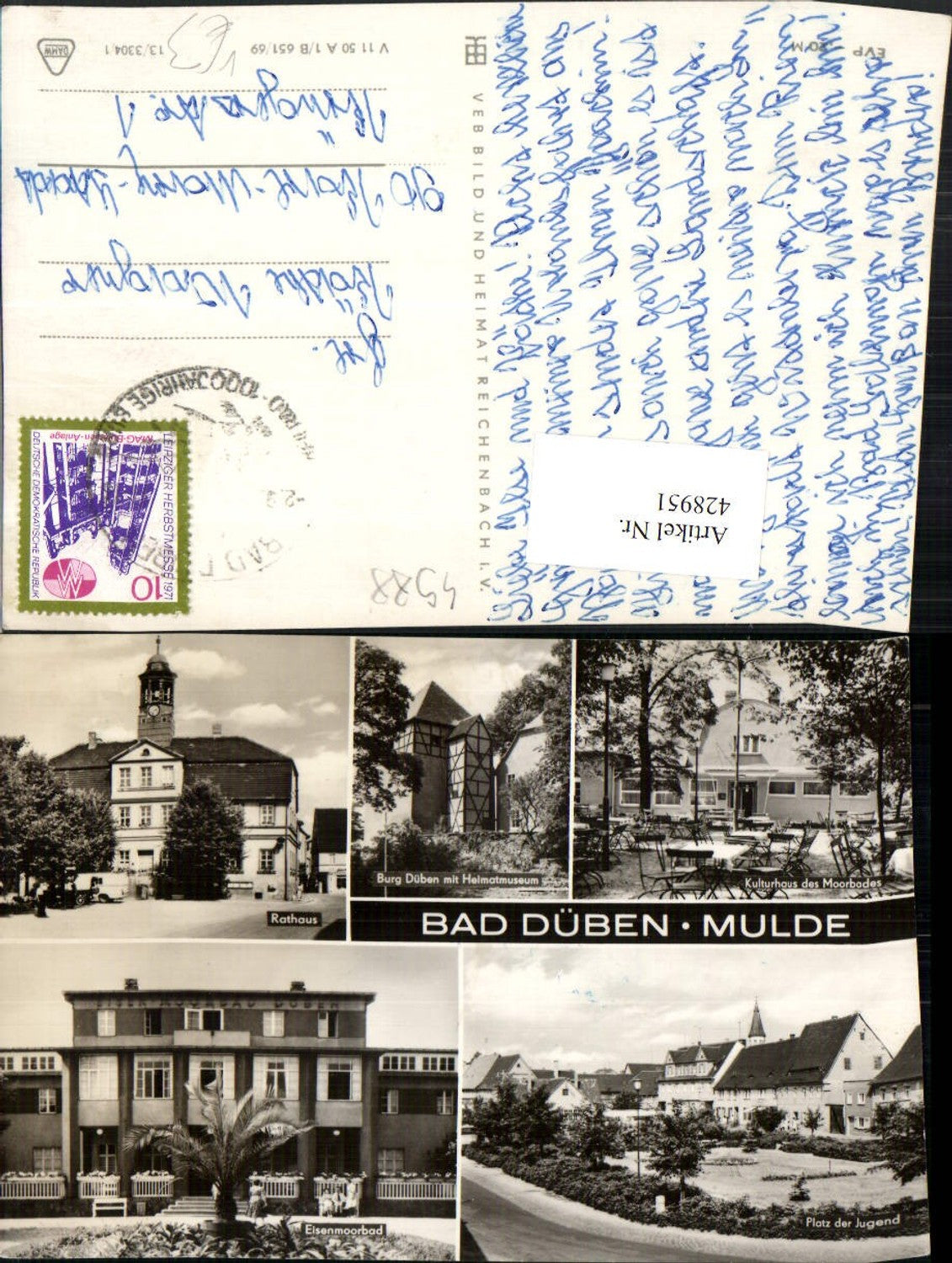 428951, Bad Düben Mulde Town Hall Castle Cultural Center Multi-image map pub VEB