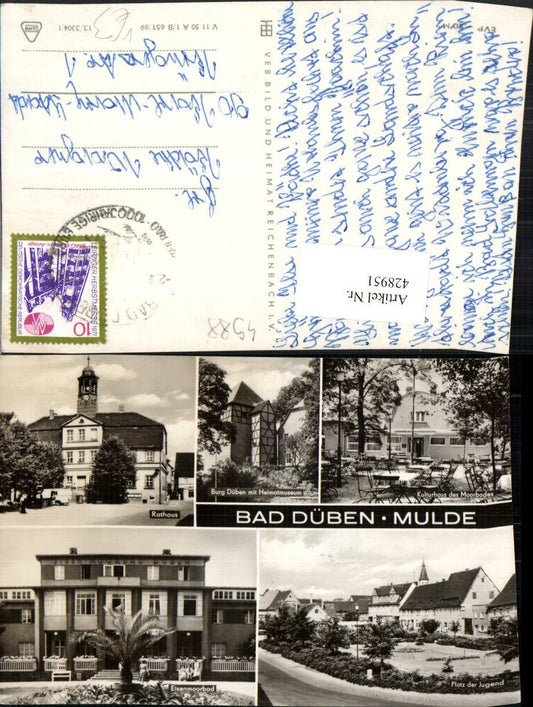 428951,Bad Düben Mulde Rathaus Burg Kulturhaus Mehrbildkarte pub VEB