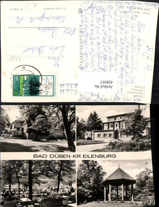 428957,Bad Düben Kurhaus Kurpark Gastgarten Mehrbildkarte