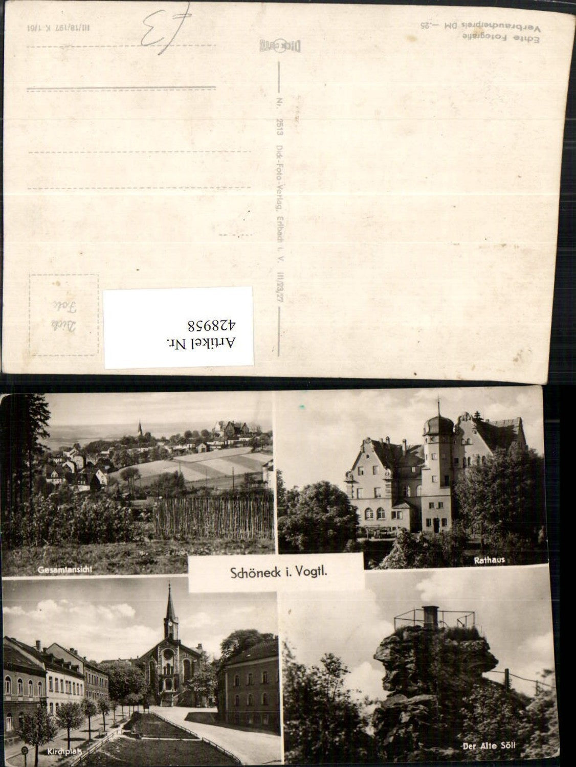 428958,Schöneck im Vogtland Totale Rathaus Kirchplatz Mehrbildkarte
